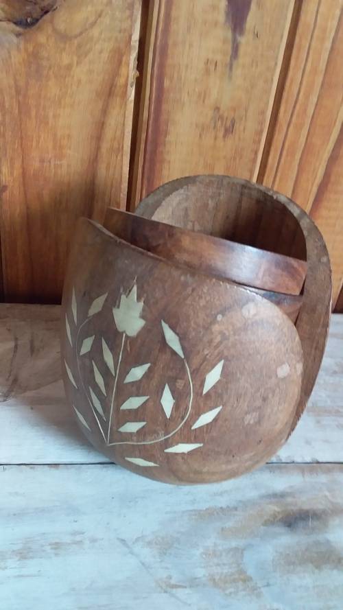 Wood with Overlays Coaster Set from India - See Description