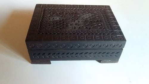 Wooden Black Trinket Box with Pierced Design