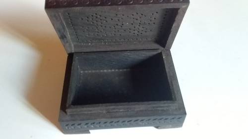 Wooden Black Trinket Box with Pierced Design