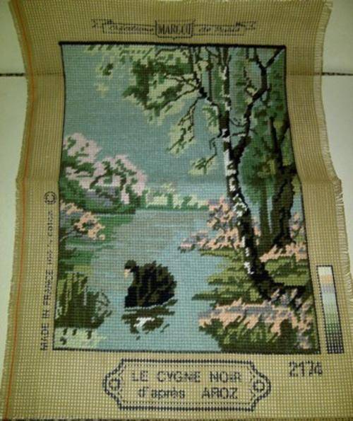 Unframed Finished Tapestry of a Black Swan Scene (Postage R30)