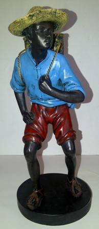 Detailed Wood Effect Figurine Carrying a Basket