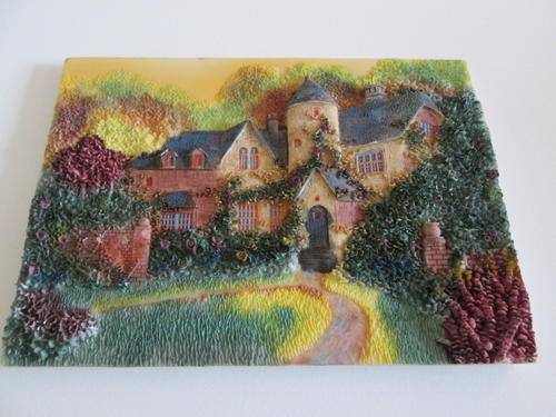 Raised Detail Stoneware Type Country Estate with Garden - Unmounted