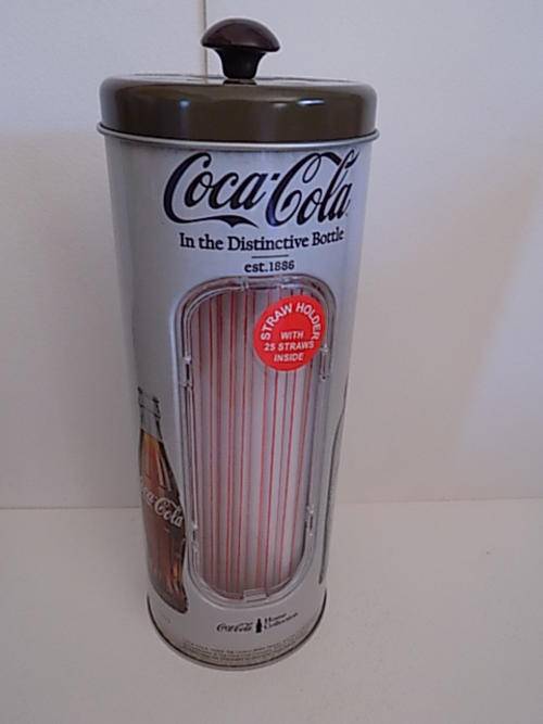 Coca Cola (Bottle Shapes Through the Ages) Straw Holding Tin