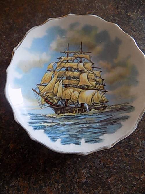 Small TUSCAN Fine Bone China Ship Design Dish