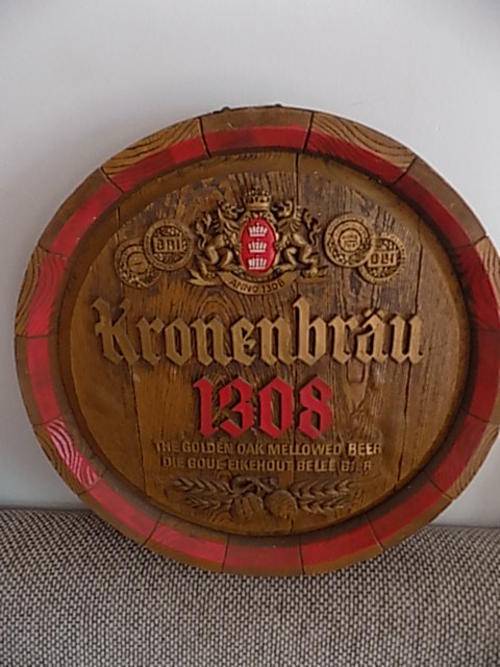 Large KRONENBRAU BEER Barrel Head Mold Wall Hanging