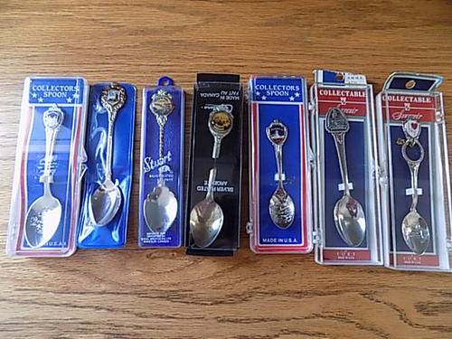 Seven USA & Canada Souvenir Spoons in Original Holders for One Bid