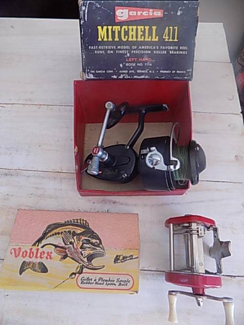 Vintage Mitchell 411 & USA Fishing Reel & French Lures