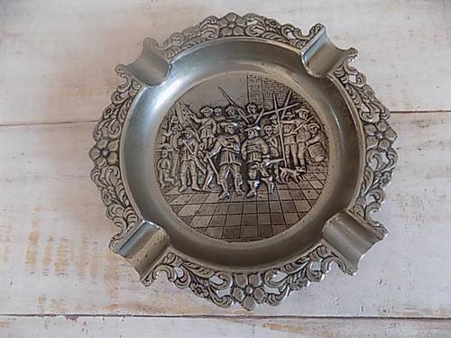 Decorative Metal Ashtray with Raised Detail