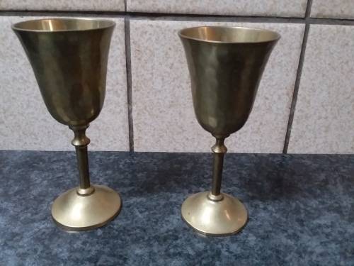 Two Medium Size Brass Goblets