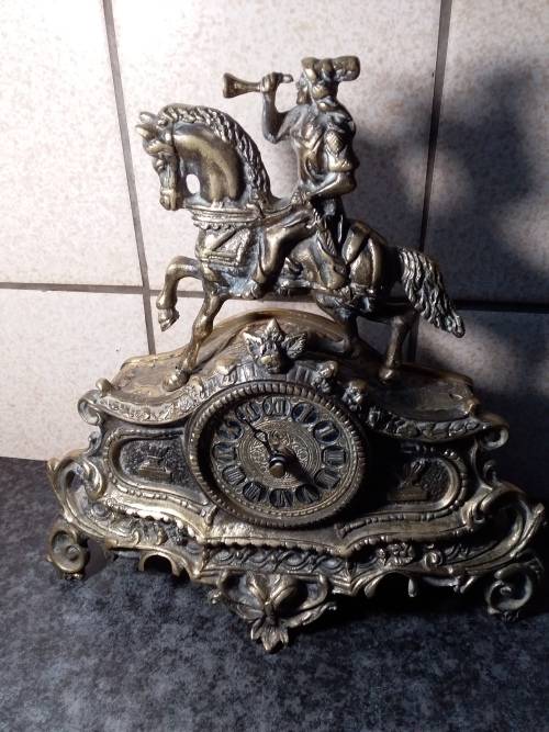Vintage Heavy and Ornate Brass Cast Clock