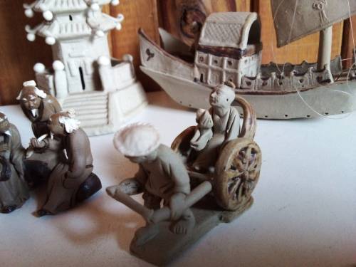 Vintage Detailed Stoneware Oriental Ornaments