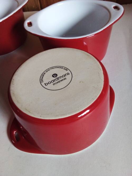 Boardmans Stoneware Red and White Small Baking Dishes - Four Available