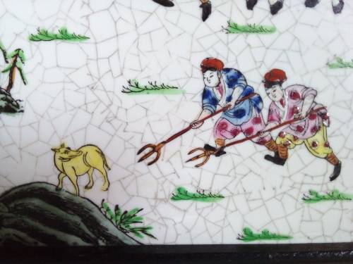 Vintage Framed Large Oriental Tile