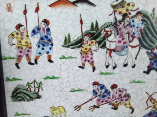 Vintage Framed Large Oriental Tile