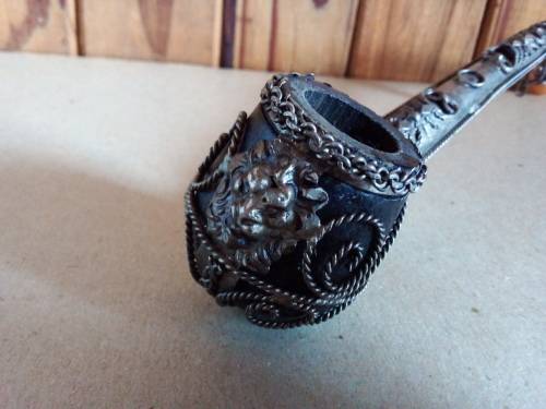 Decorative Long Metal Smoking Pipe with Wood Cup