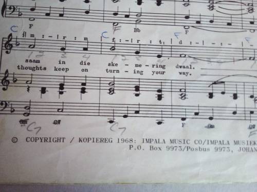 1968 Music Sheet - Groen Koringlande
