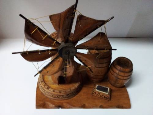 Wood and Metal Windmill with Barrels Ornament