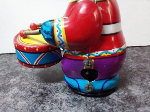 Small Vintage Tinplate Cat Playing Drum