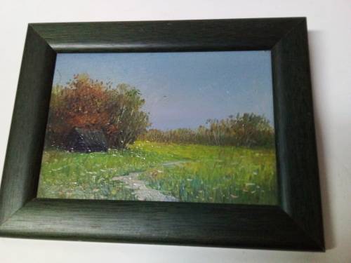 Small Vintage Oil Painting in Wood Frame