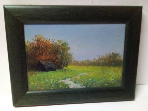 Small Vintage Oil Painting in Wood Frame