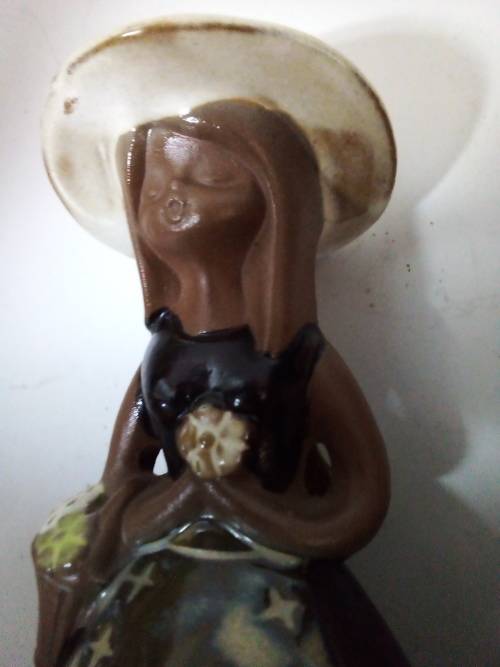 Gorgeous Pair of Glazed Clay Girl Bells