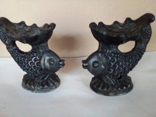 Gorgeous Solid Cast Metal Pair of Candle Holders