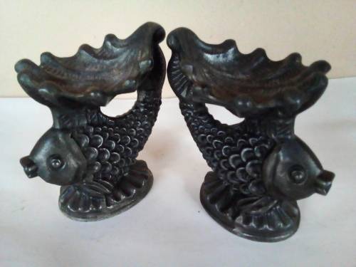 Gorgeous Solid Cast Metal Pair of Candle Holders