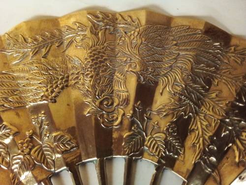 Solid Brass Fan with Raised Detail