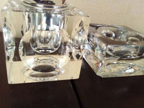 Solid Glass Lighter and Ashtray - Have Chips