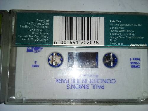 1991 Paul Simon Concert in the Park Cassette Tapes