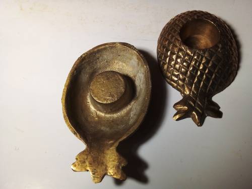Set of Small Brass Pineapple Shaped Candleholders