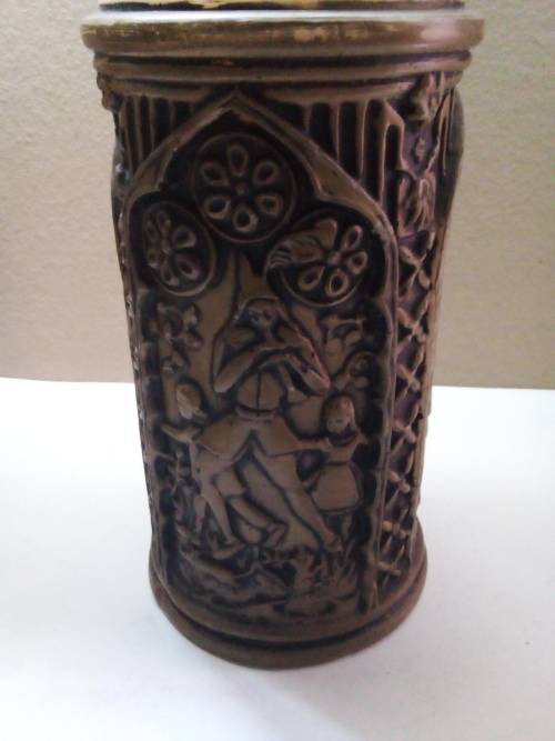 Vintage Candle with Three Panel Images of Victorian Court Jesters