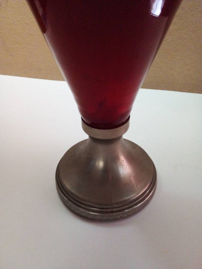 Vintage Glass & Metal Vase