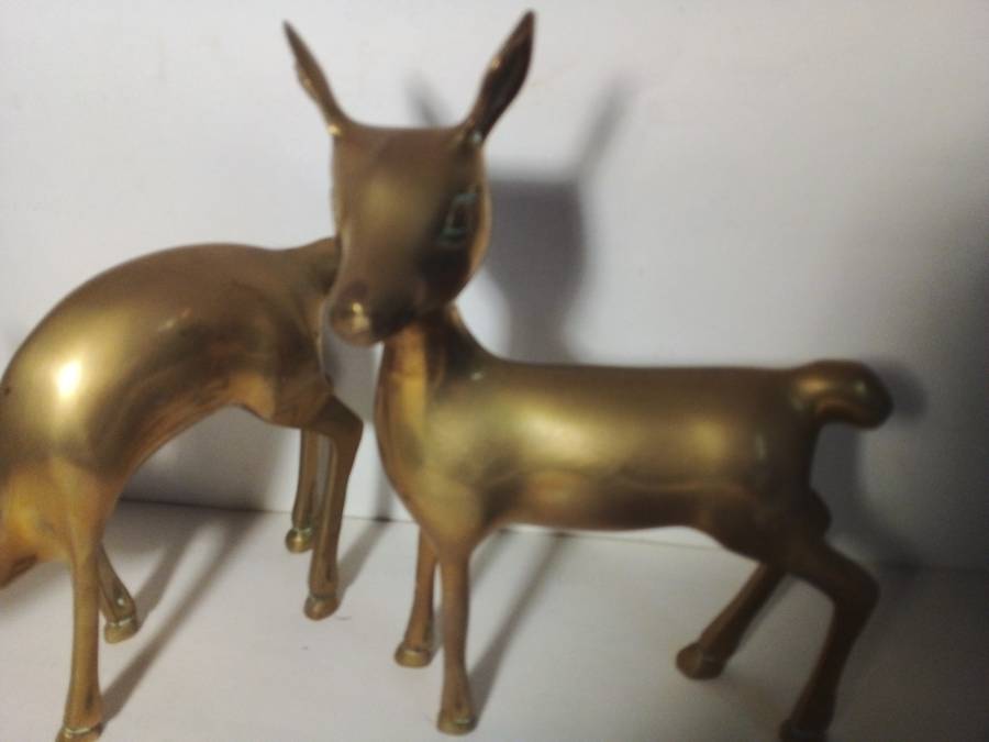 Pair of Vintage Smaller Brass Deer