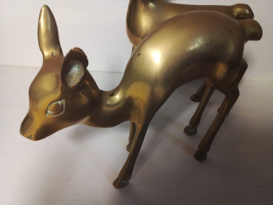 Pair of Vintage Smaller Brass Deer