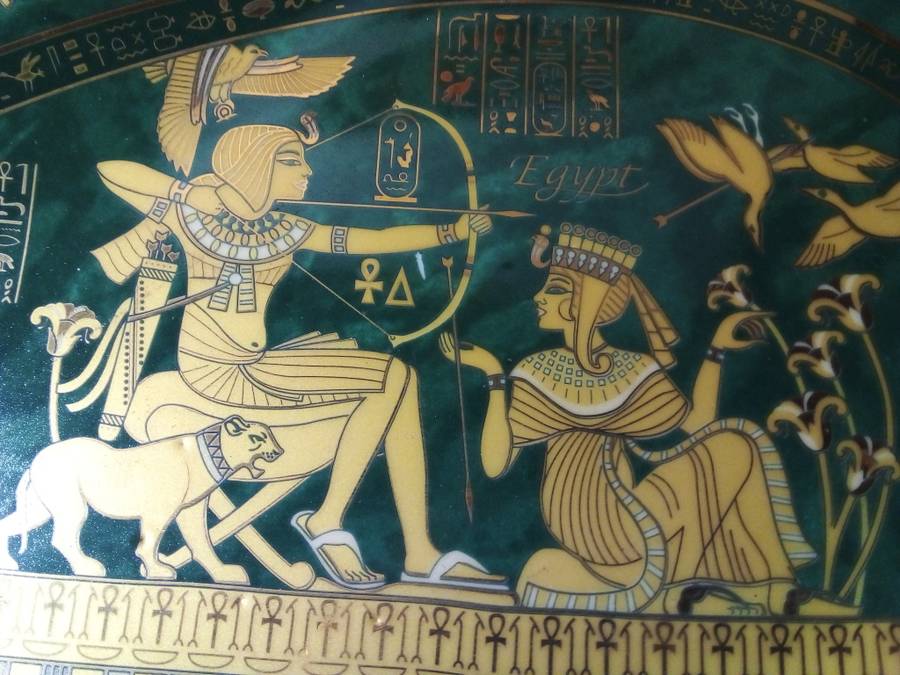 Rare Fathi Mahmoud Limoges Green & Gold Platter
