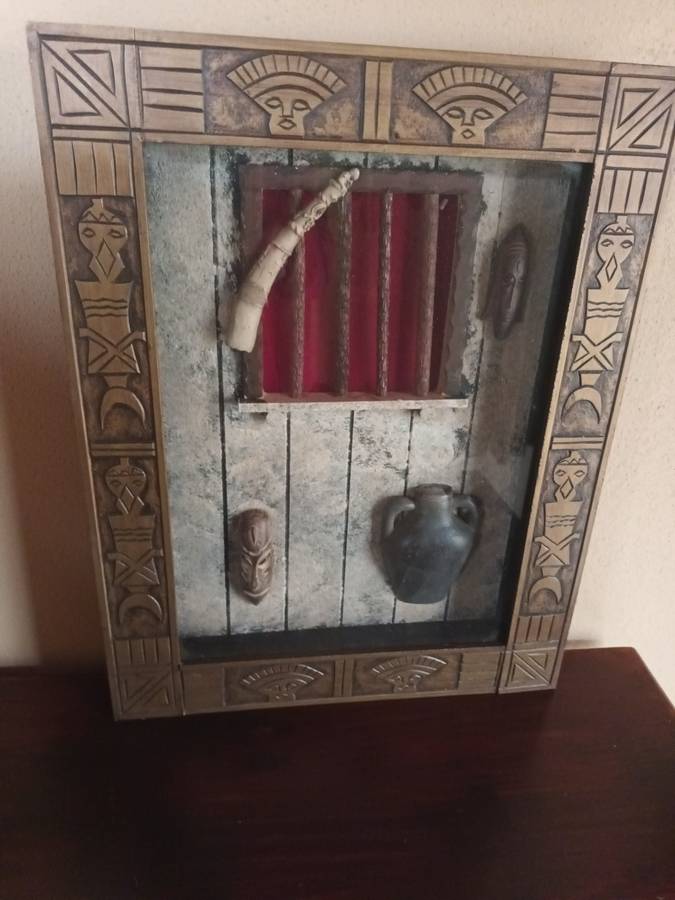 Box Frame with Three Dimensional Tribal Art
