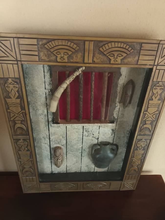 Box Frame with Three Dimensional Tribal Art
