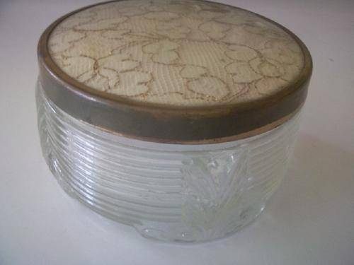 Attractive Little Glass Jar with Floral Design Lid