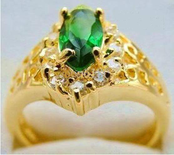 Free shipping NEW NATURAL ELEGANT EMERALD 14KT YELLOW GOLD 1.7CT GEMSTONE RING