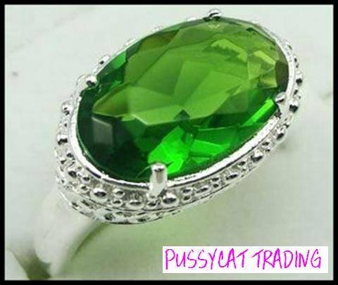 Free shipping sterling silver peridot ring