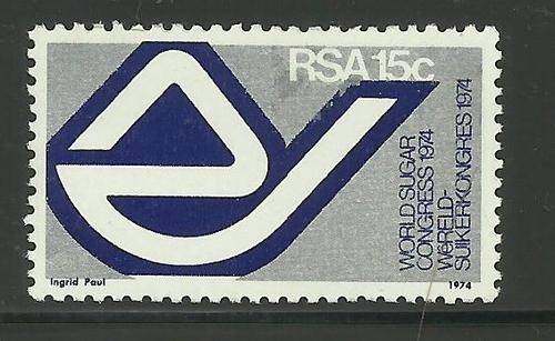 RSA 15c World Sugar congress with variety: Damaged top of dark Blue logo MNH