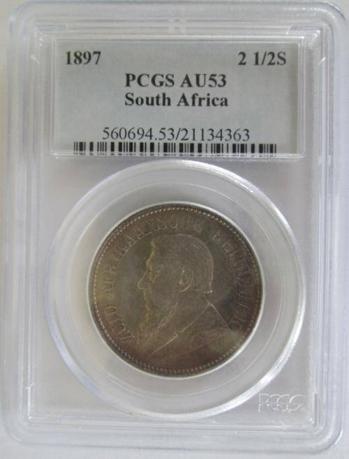 1897 ZAR Two and a Half Shilling AU53
