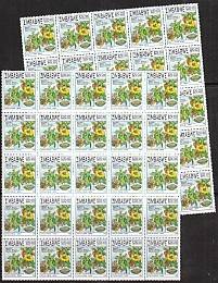 ZIMBABWE-2 MNH Blocks of 25 stamps-African Dishes-Herbs