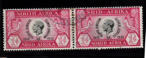 SA KGV silver jubileee 1d pair fine used