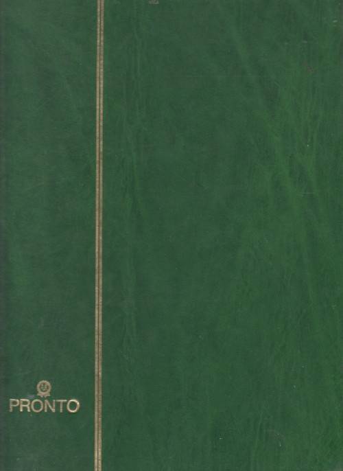 Green 8 white pages 16 sides 10 strips per side with numerous used stamps see note  for  contents