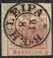 Saxony fine used 3kruezer imperf very fine used superb cancel
