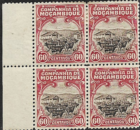 Mozambique Company block of four hinged top pair only with MNH pair