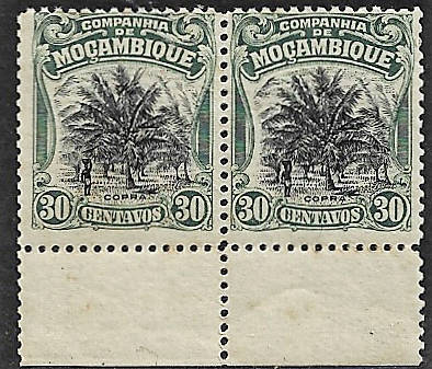 Mozambique Company block of four hinged top pair only with MNH pair