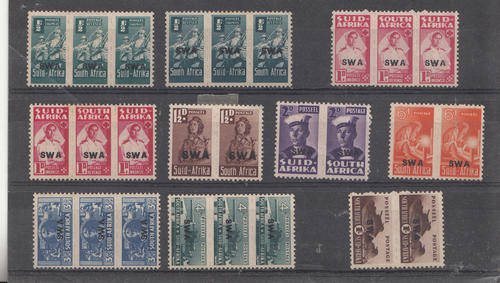 SWA 1942 small wars full set with additional shades of halfpenny and one penny hinged mint